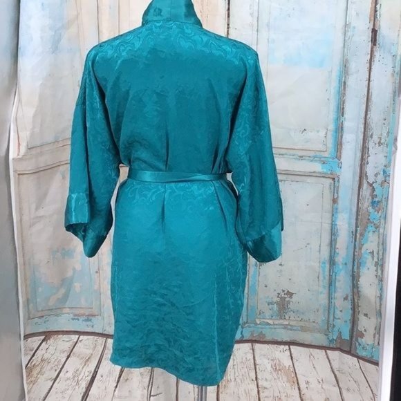 Victoria Secret Womans Gold Label Teal Robe OS Vintage - Picture 5 of 8